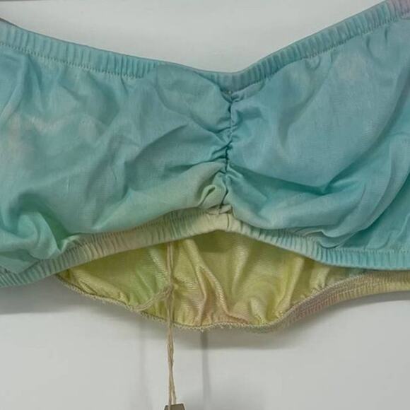 FURST OF A KIND BLUE & PINK TIE DYE STRAPLESS BANDEAU ONE SIZE - Picture 5 of 5